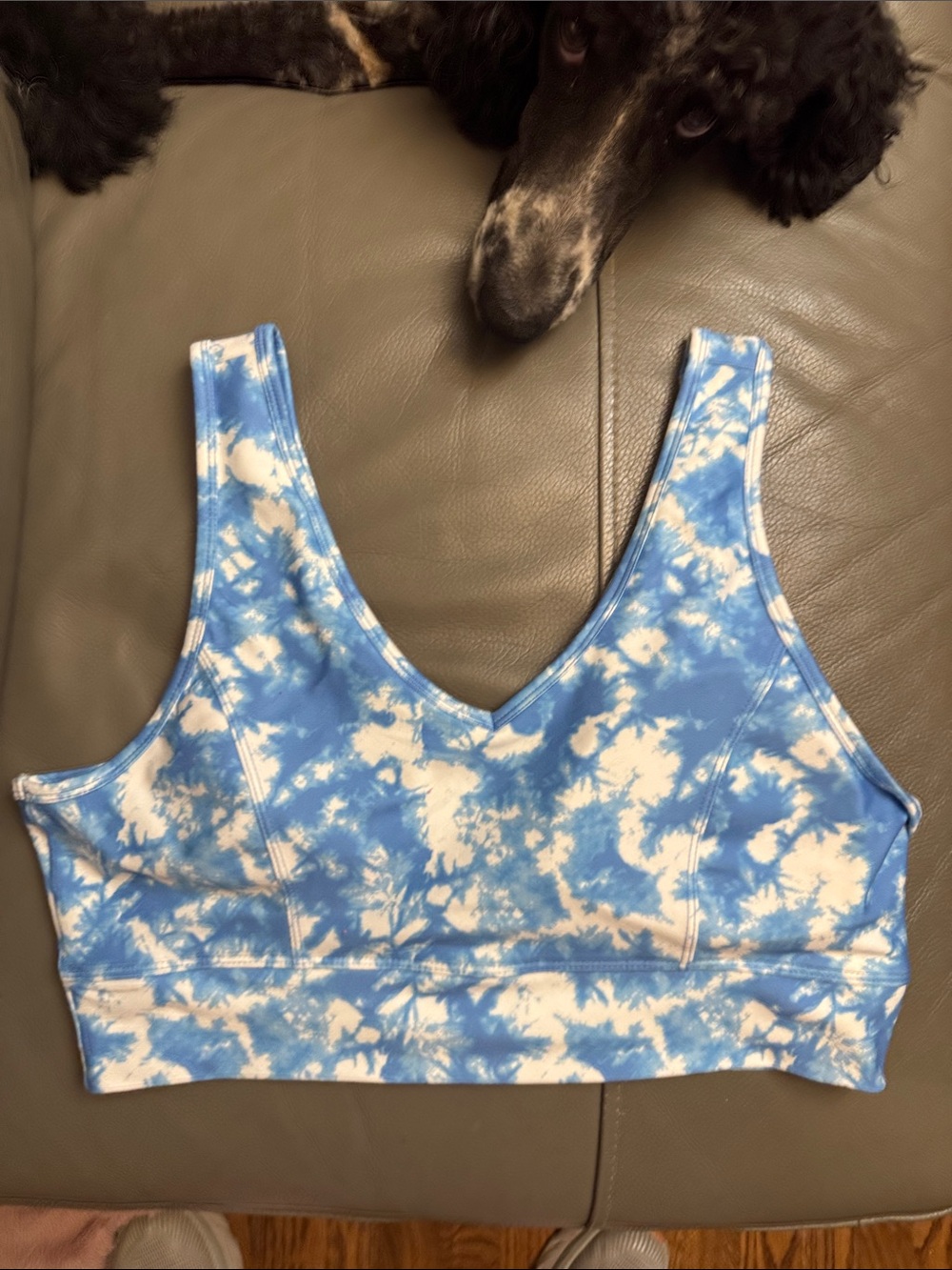 RBX Blue and White Tie-Dye V-Neck Bralette size XL